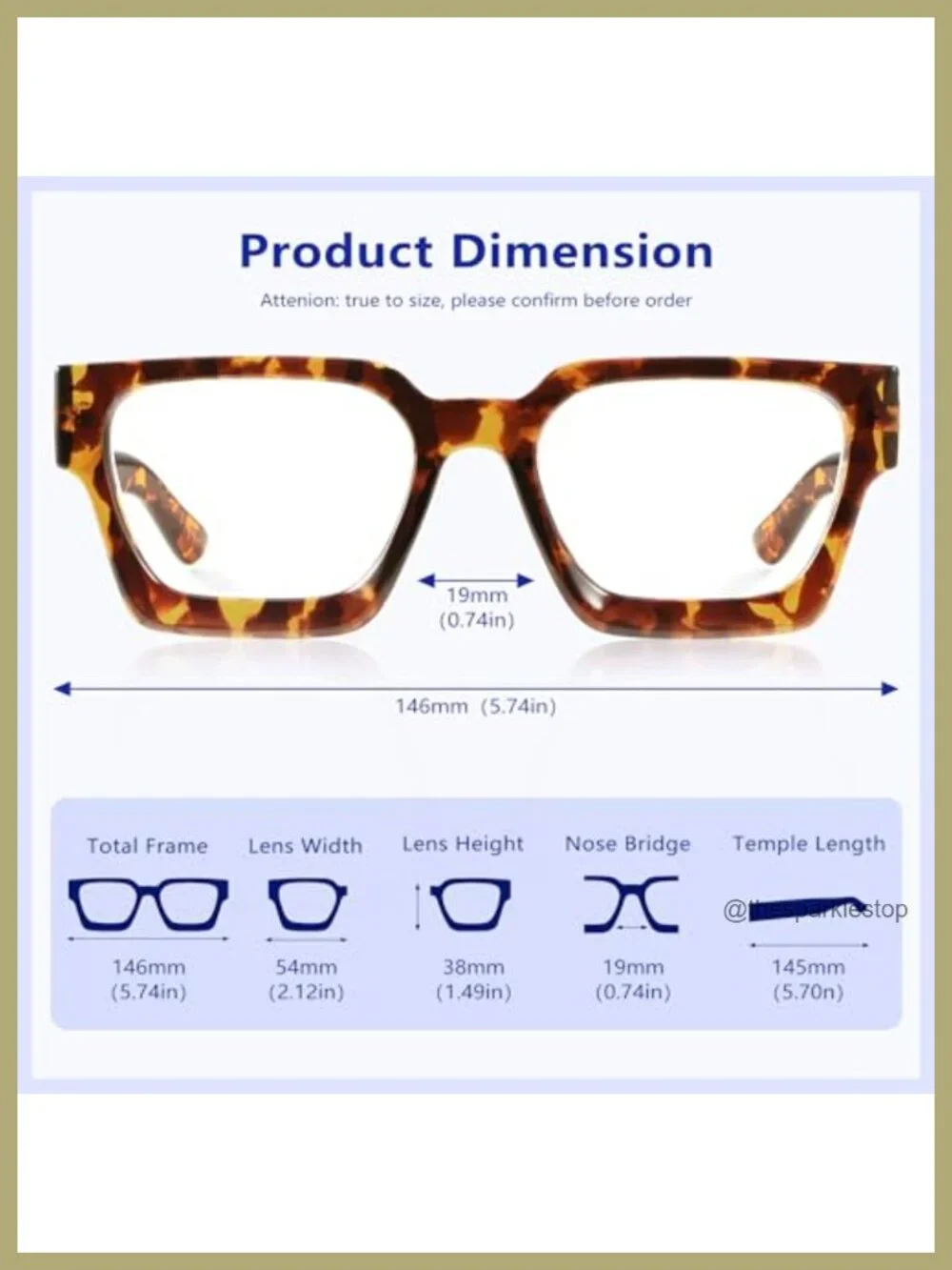 Oversized Blue Light Blocking Glasses Rectangle Frame Fashion Anti Eyestrain